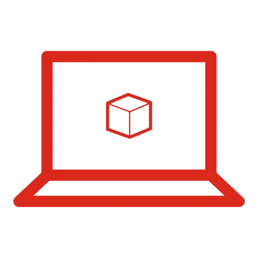 SOLIDWORKS Symbol, das einen 3D-Würfel auf einem Laptop-Bildschirm zeigt